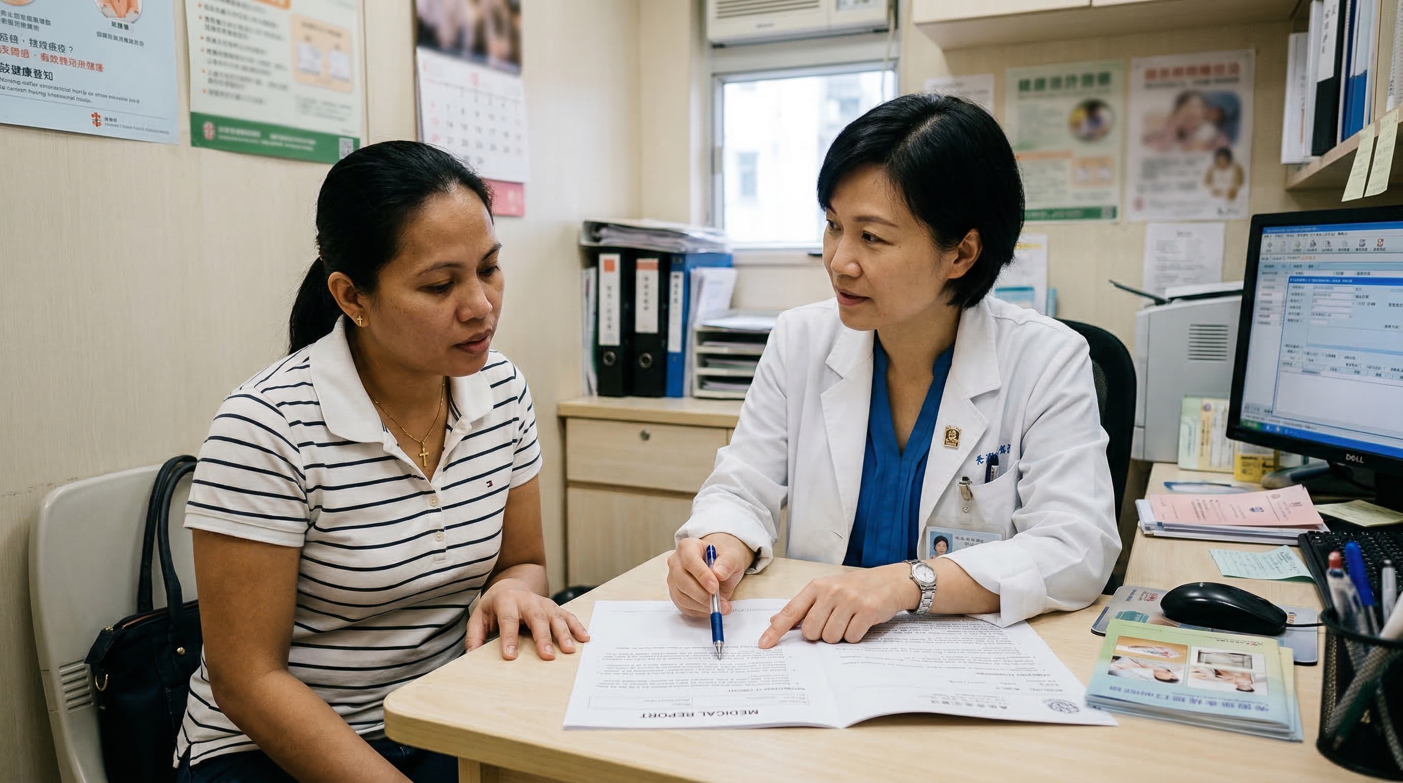Domestic helper consulting a doctor