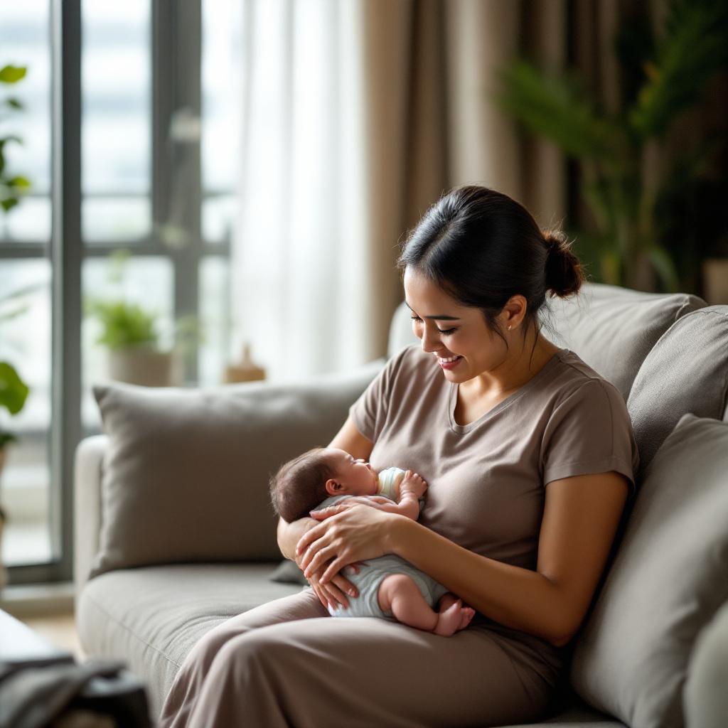 Helper gently caring for a newborn baby